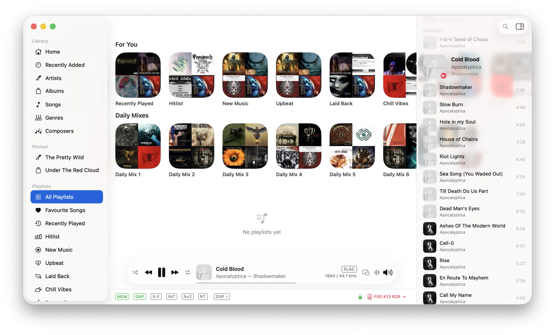BitMuse library — albums, artists, and smart playlists